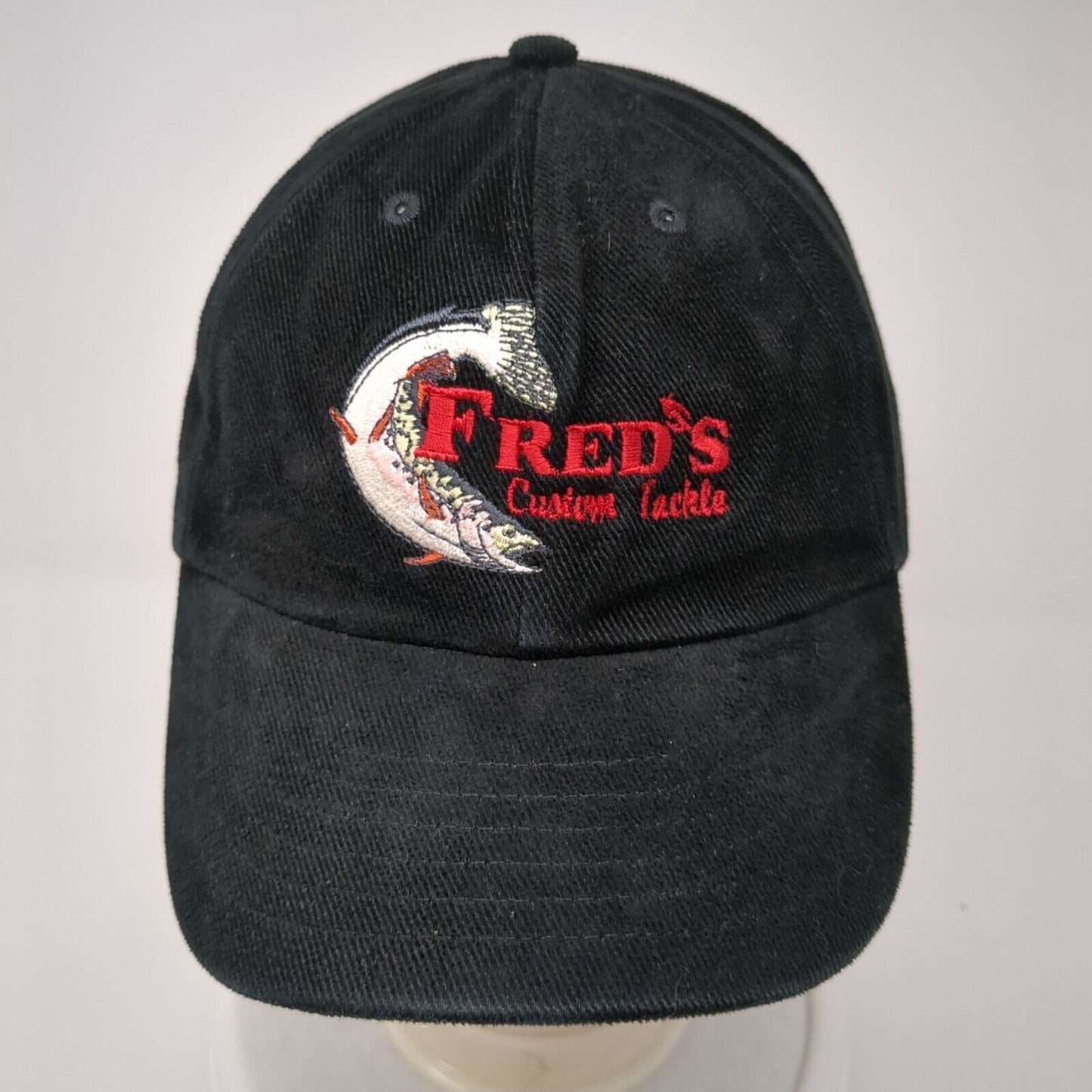 Fred's Custom Tackle Slideback Hat Black One Size Adjustable Embroidered Cotton