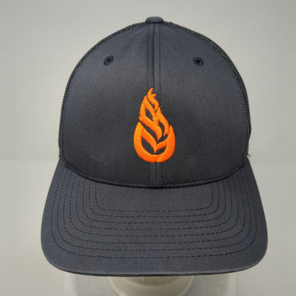 Port Authority Fitted Mesh Back Trucker Hat Gray L/XL Flexfit Logo