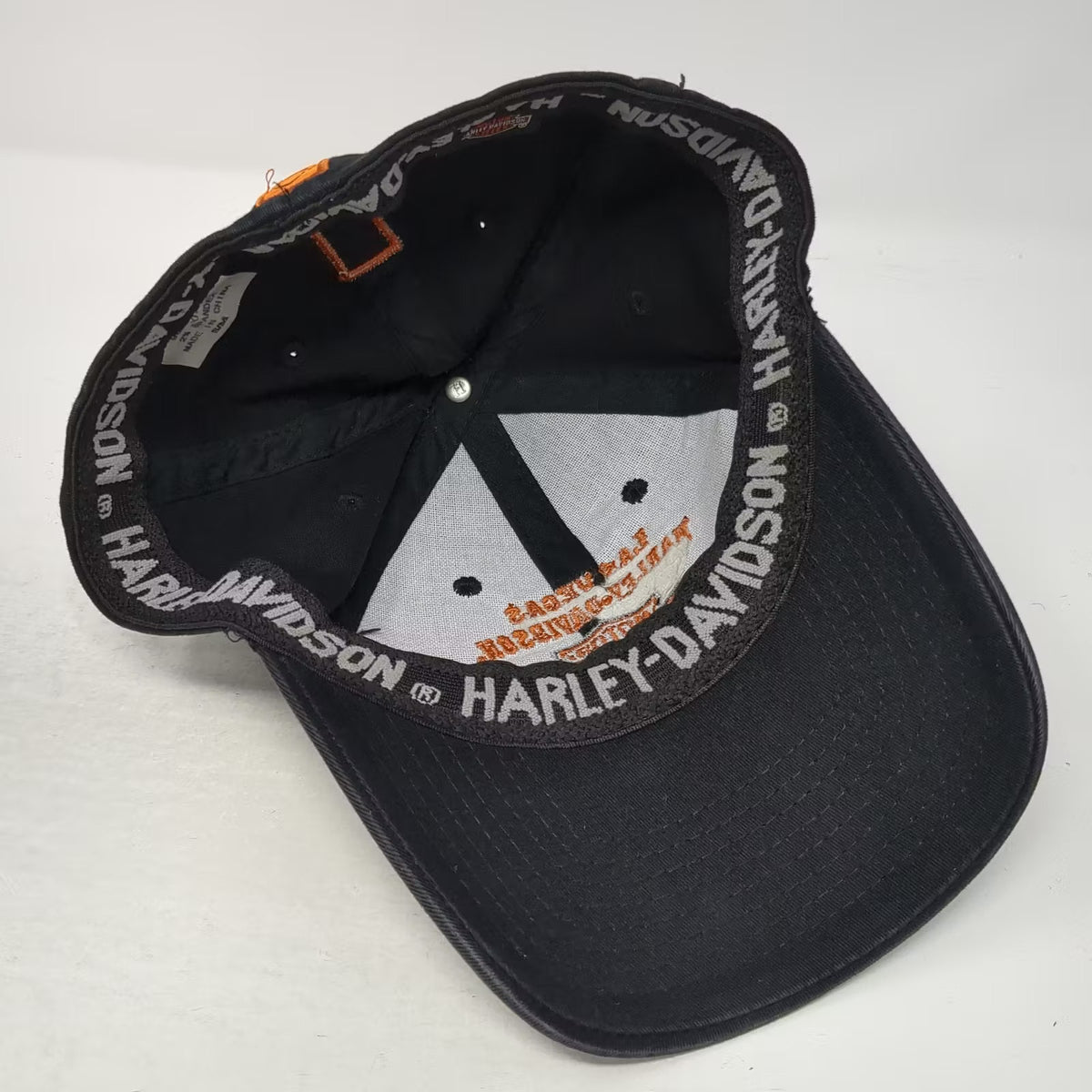 Harley-Davidson Las Vegas Nevada Embroidered Baseball Cap Black Orange SZ M Hat