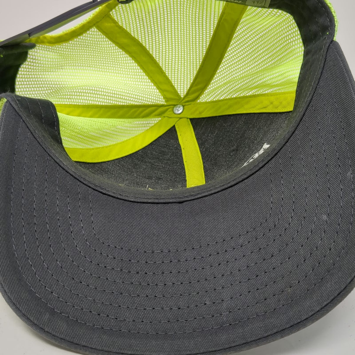 Richardson Trucker Hat Gray One Size Dynamite Arena Bull Logo Yellow Mesh Back