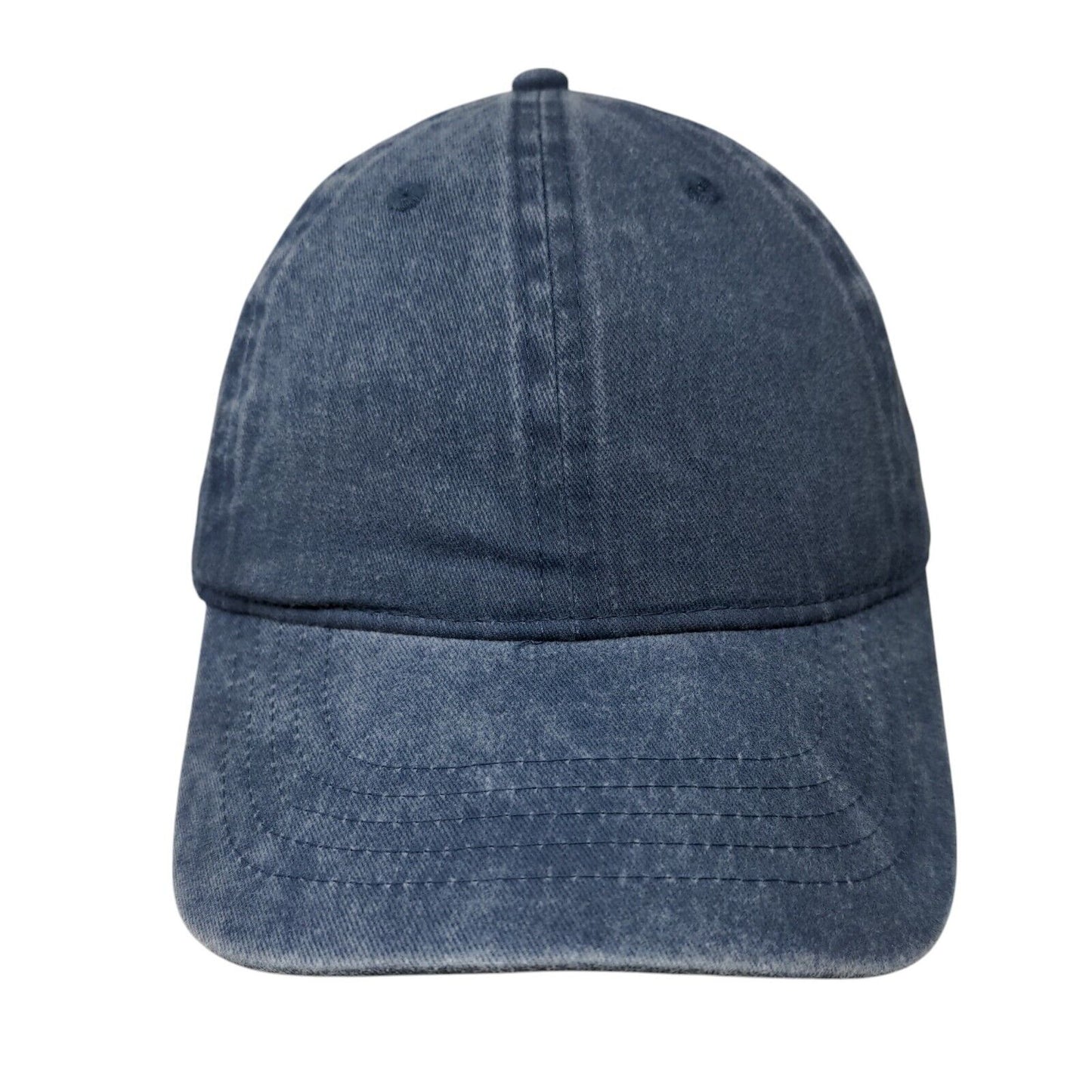 Unbranded Strapback Hat Blue OSFM Adjustable Vented Holes 6 Panel Denim Blank