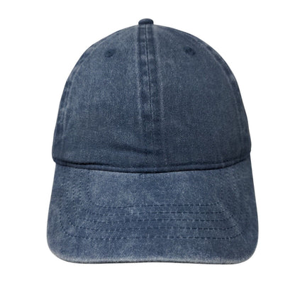 Unbranded Strapback Hat Blue OSFM Adjustable Vented Holes 6 Panel Denim Blank