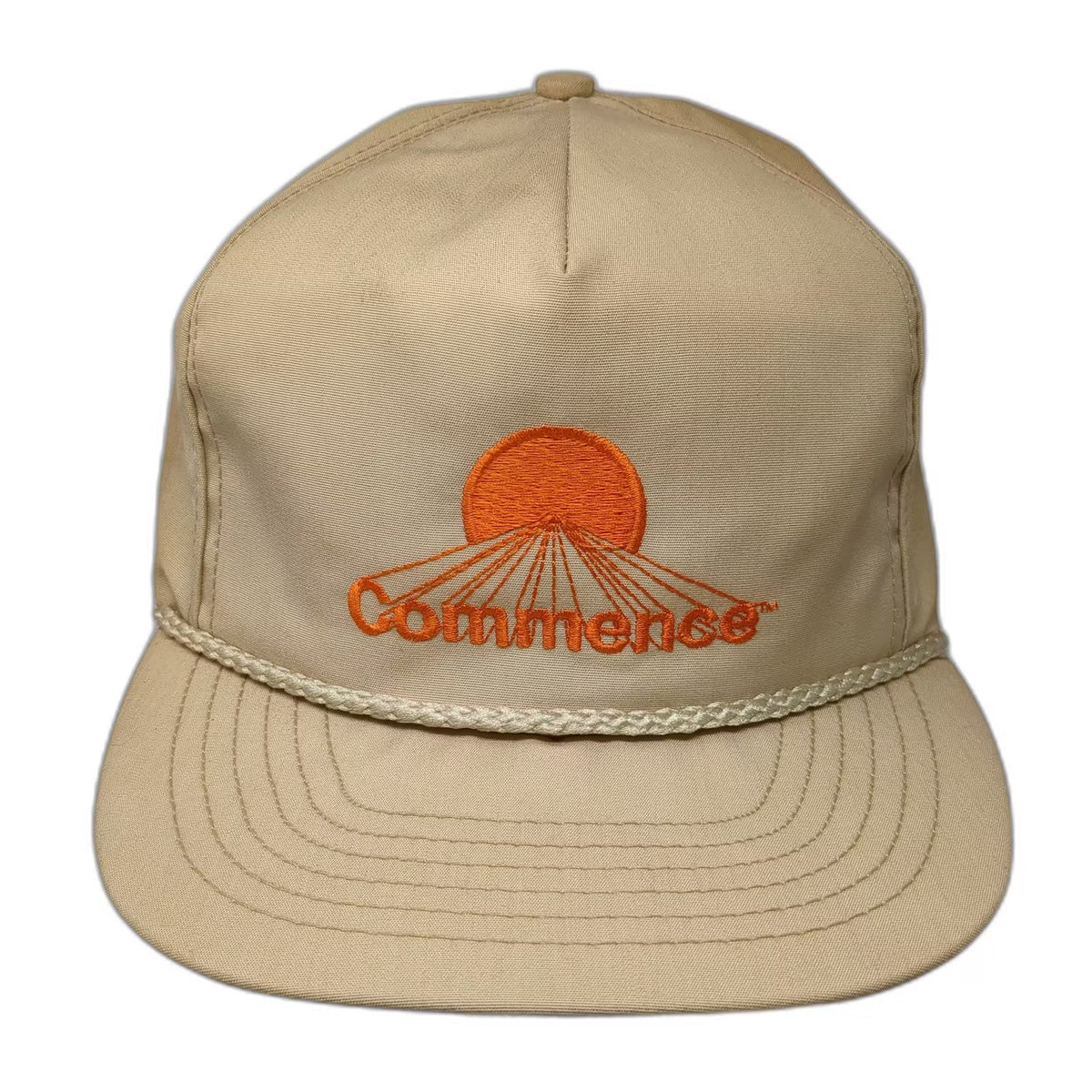 The Executive Line Commence Sun Rope Detail Trucker Hat Brown OS Cap USA Vintage