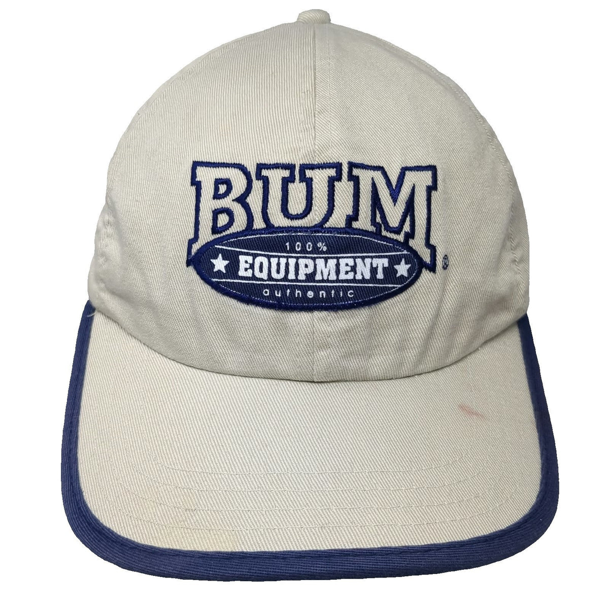 B.U.M. Equipment Baseball Cap Beige One Size Embroidered Logo Slideback Trim Hat