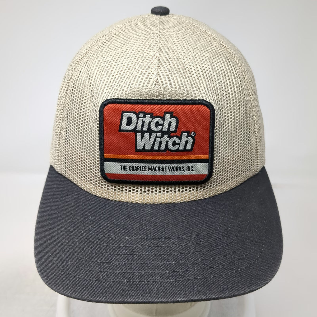 Ditch Witch Trucker Hat Beige Gray One Size Mesh Back Snapback Patch Heavy Duty