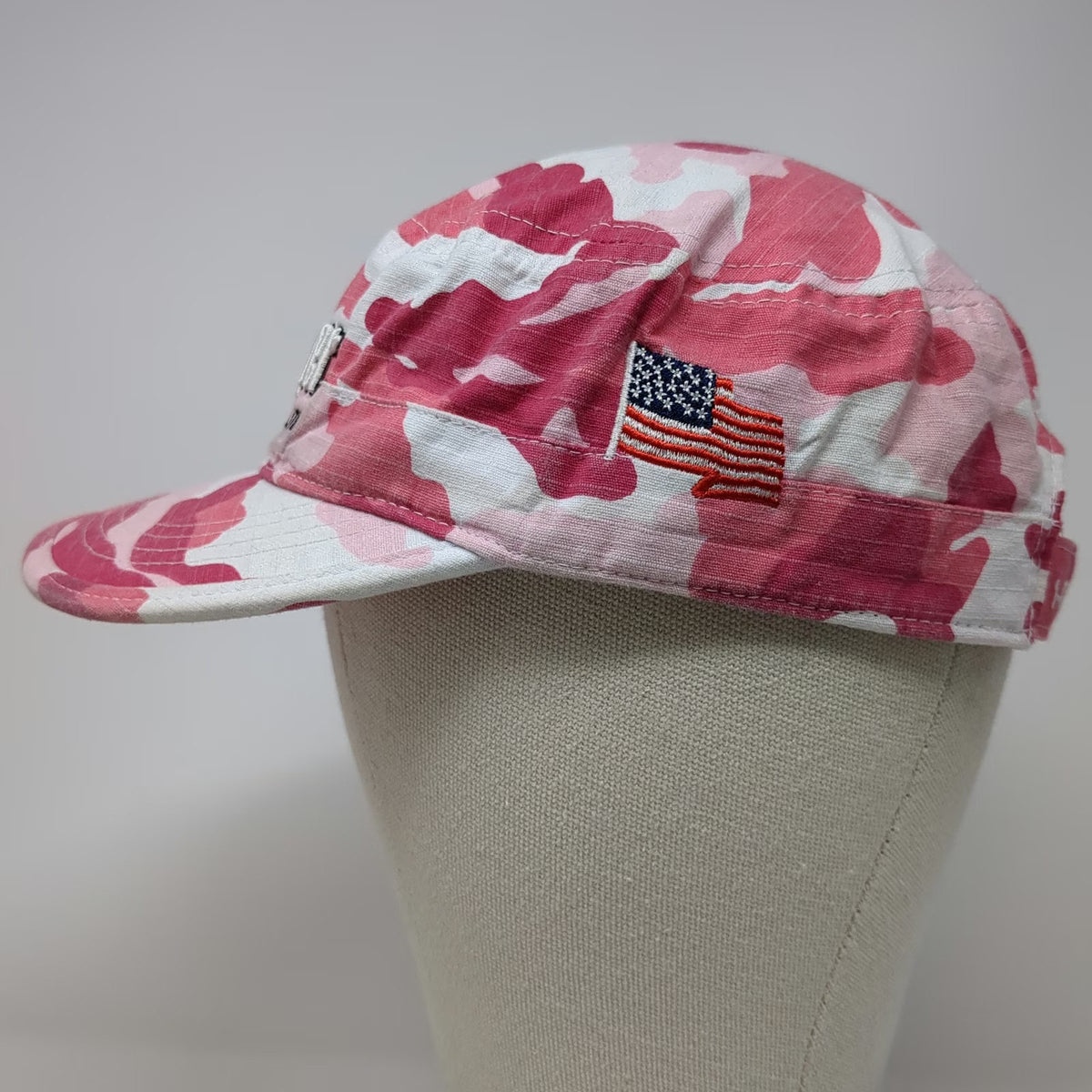 Asphalt Zipper Army Cap Pink White One Size Hat Camo American Flag Strapback