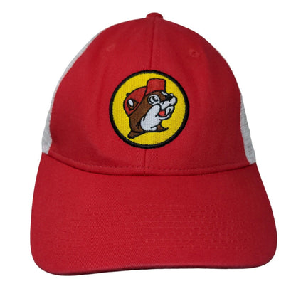 Buc-Ee's Snapback Trucker Hat Red One Size Adjustable Embroidered Mesh Back