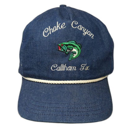Stitch-N-Tyme 5 Panel Blue L Hat Denim Rope Choke Canyon Bass Fishing Texas