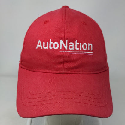 AutoNation Strapback Hat Red One Size Embroidered Solid Cap America