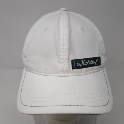 Whitetail Strapback Hat White One Size Adjustable Vented Holes 6 Panel Pukka