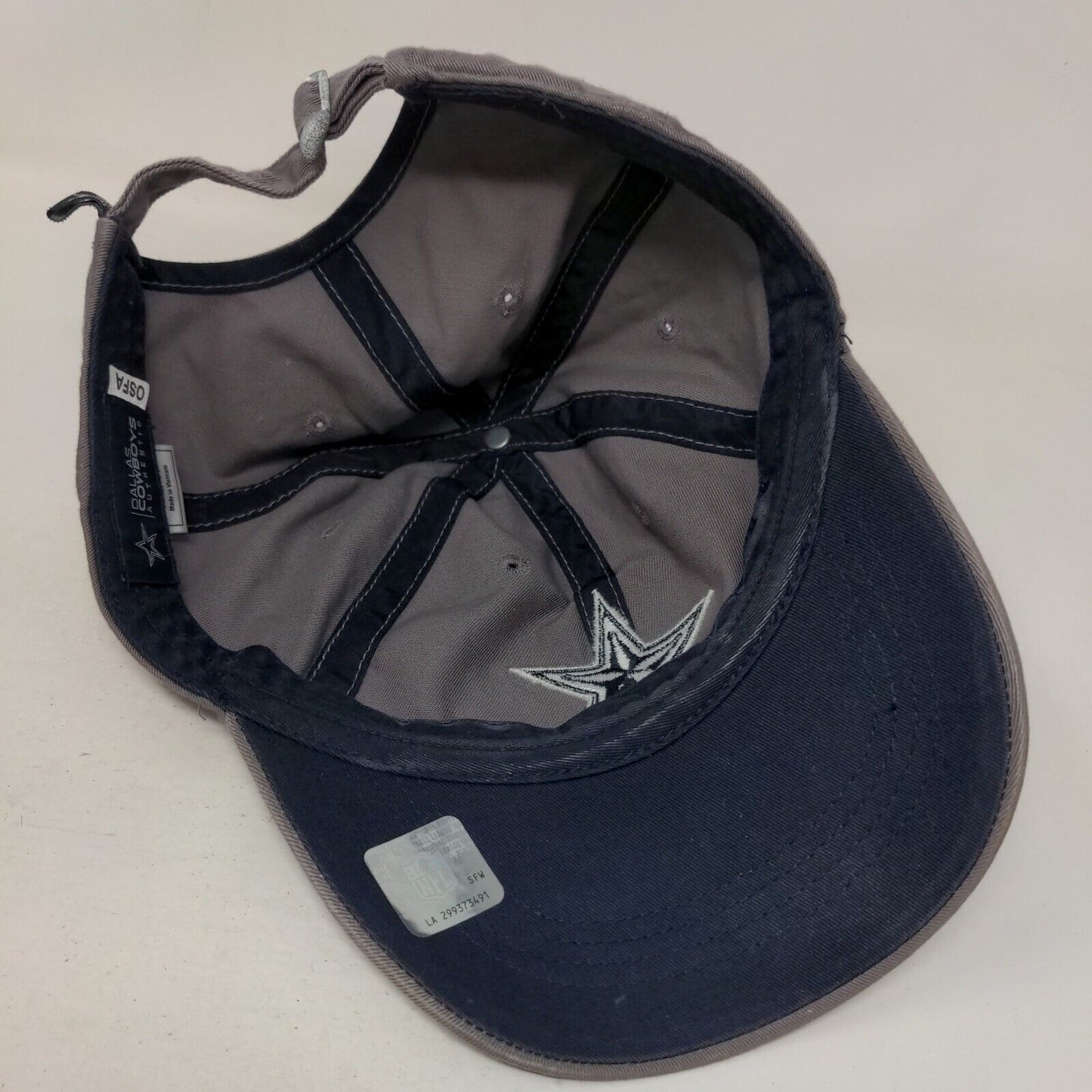 NFL Dallas Cowboys Slideback Hat Gray OSFA Embroidered Logo Spell Out