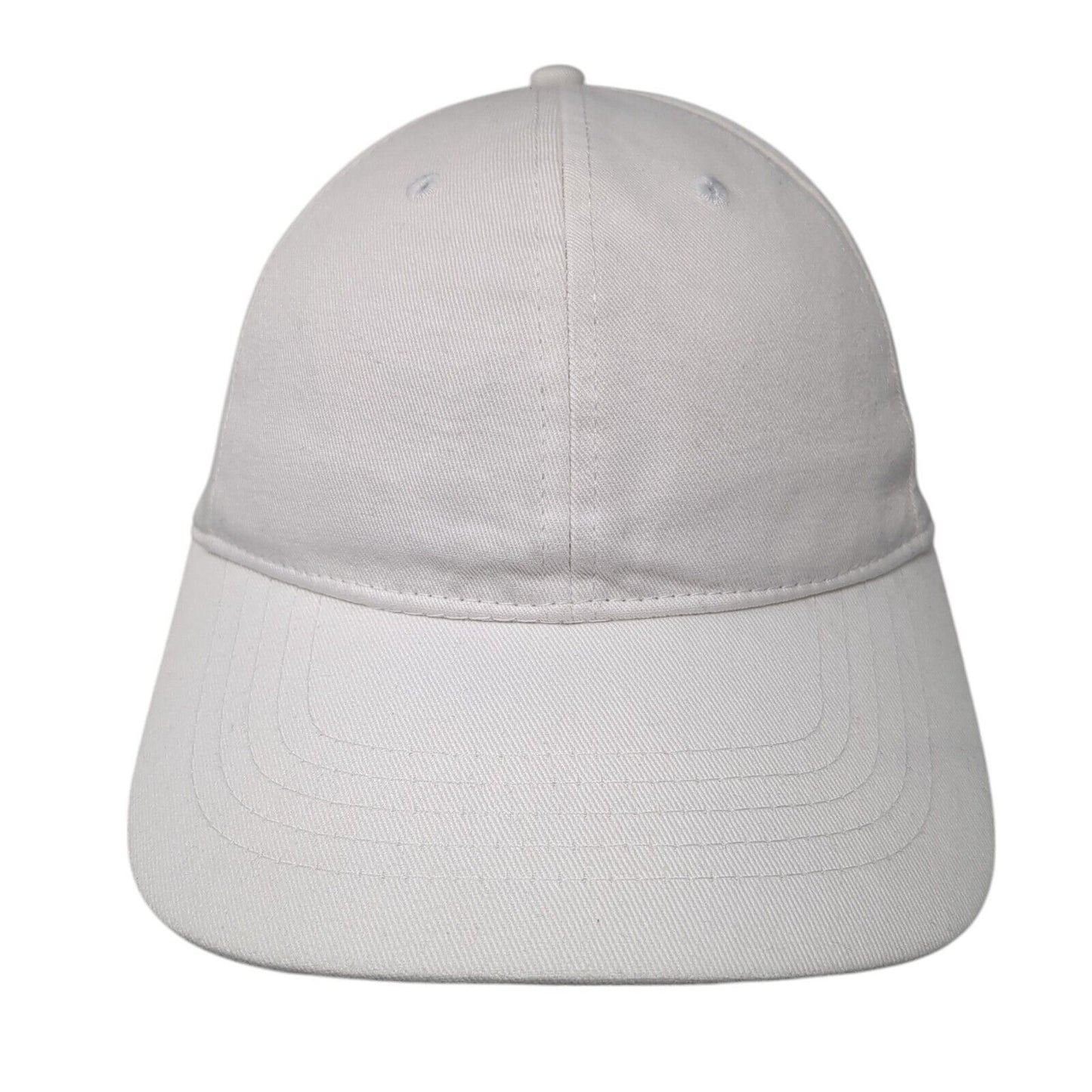 Unbranded Strapback Hat White One Size Adjustable Vented Holes 6 Panel Blank