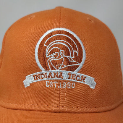 Unbranded Men's Fitted Hat Orange Size S/M Embroidered Indiana Tech Logo