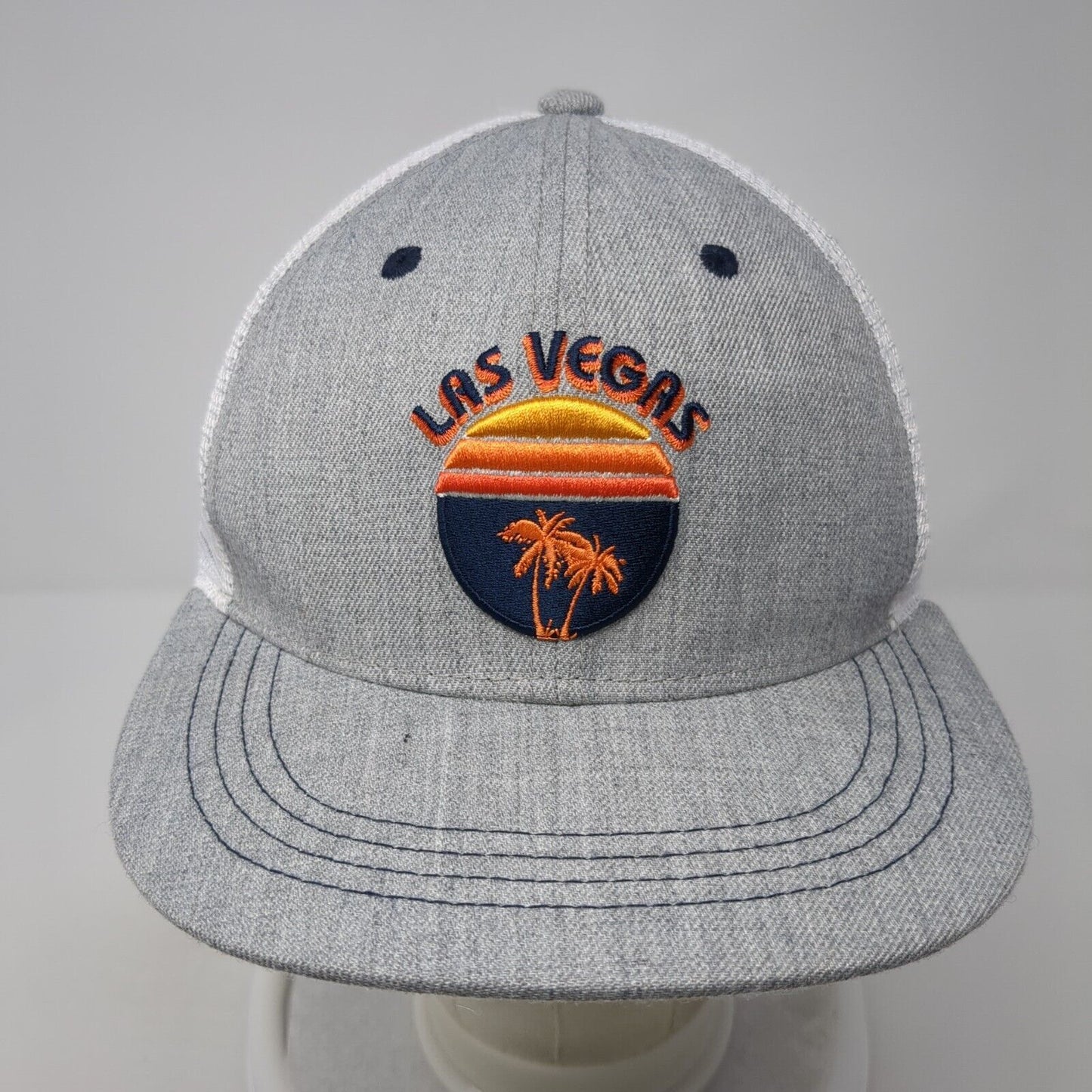 Las Vegas Snapback Trucker Hat Gray OS Adjustable Embroidered Mesh Back Burnies