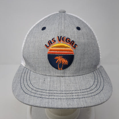 Las Vegas Snapback Trucker Hat Gray OS Adjustable Embroidered Mesh Back Burnies