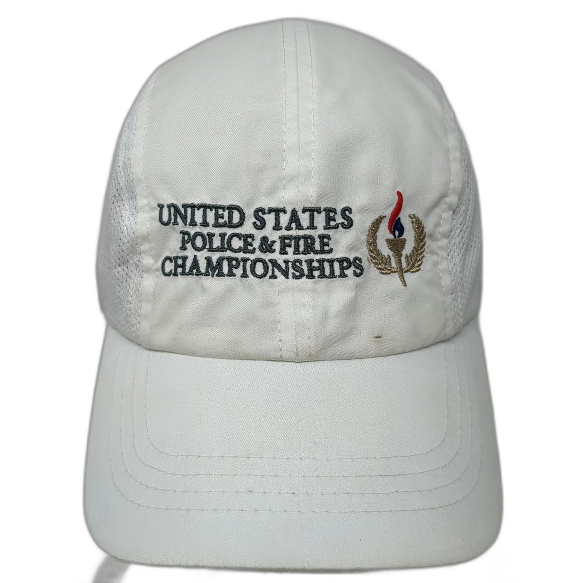 Headgear Baseball Cap White One Size Mesh Side Police Fire Championships Hat