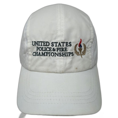 Headgear Baseball Cap White One Size Mesh Side Police Fire Championships Hat