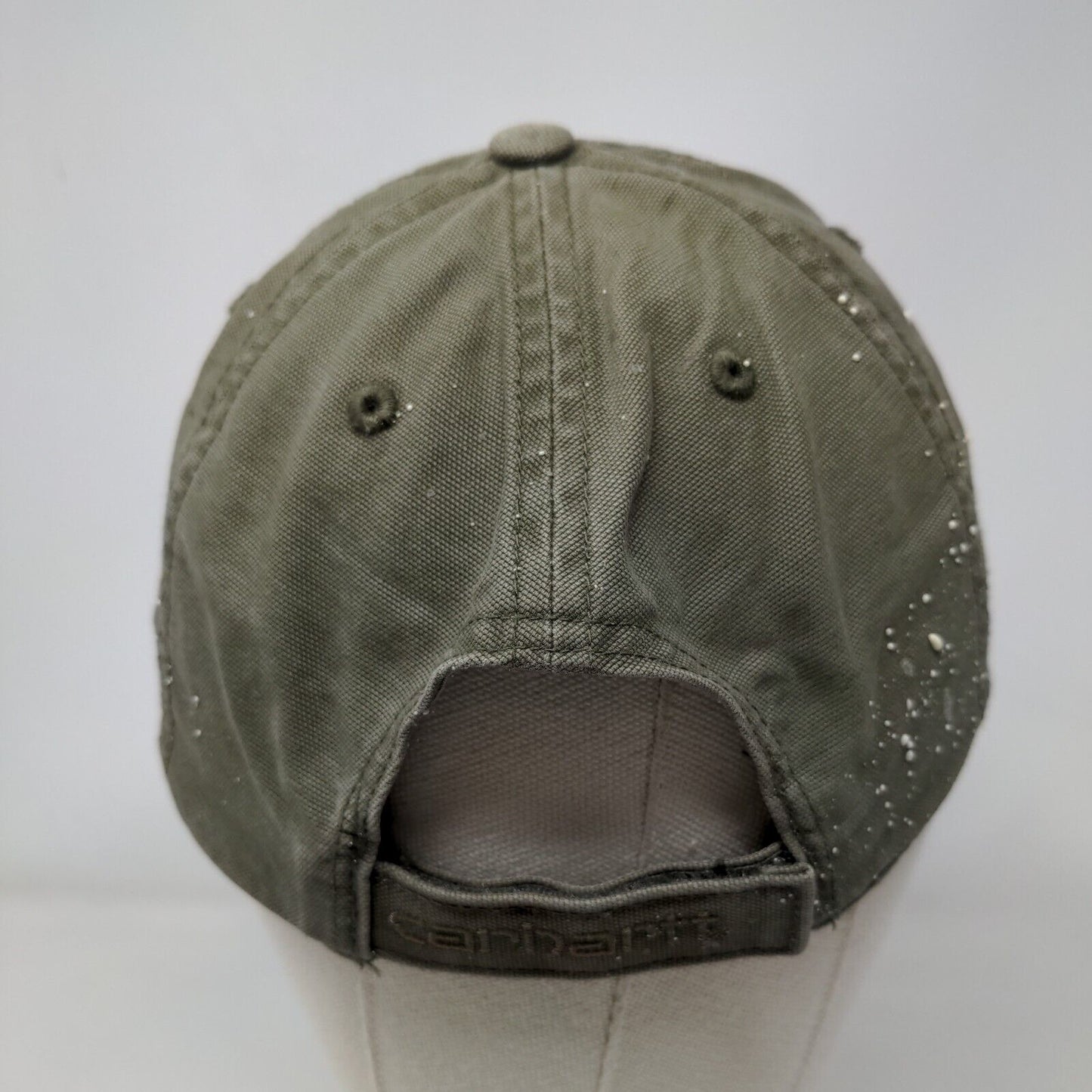 Carhartt Leather Patch Strapback Hat Green OSFA Adjustable 6 Panel