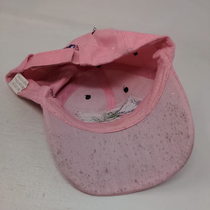 Puerto Rico Flag Frog Strapback Hat Pink OSFA Embroidered Adjustable