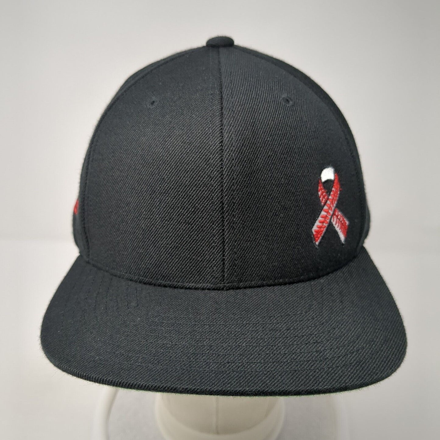 Red Ribbon Snapback Hat Black One Size Fight Until The Last Out Yupoong