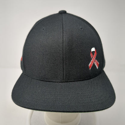 Red Ribbon Snapback Hat Black One Size Fight Until The Last Out Yupoong