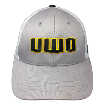 Russell Trucker Hat Gray One Size UWO Athletic Embroidered Mesh Back Snapback