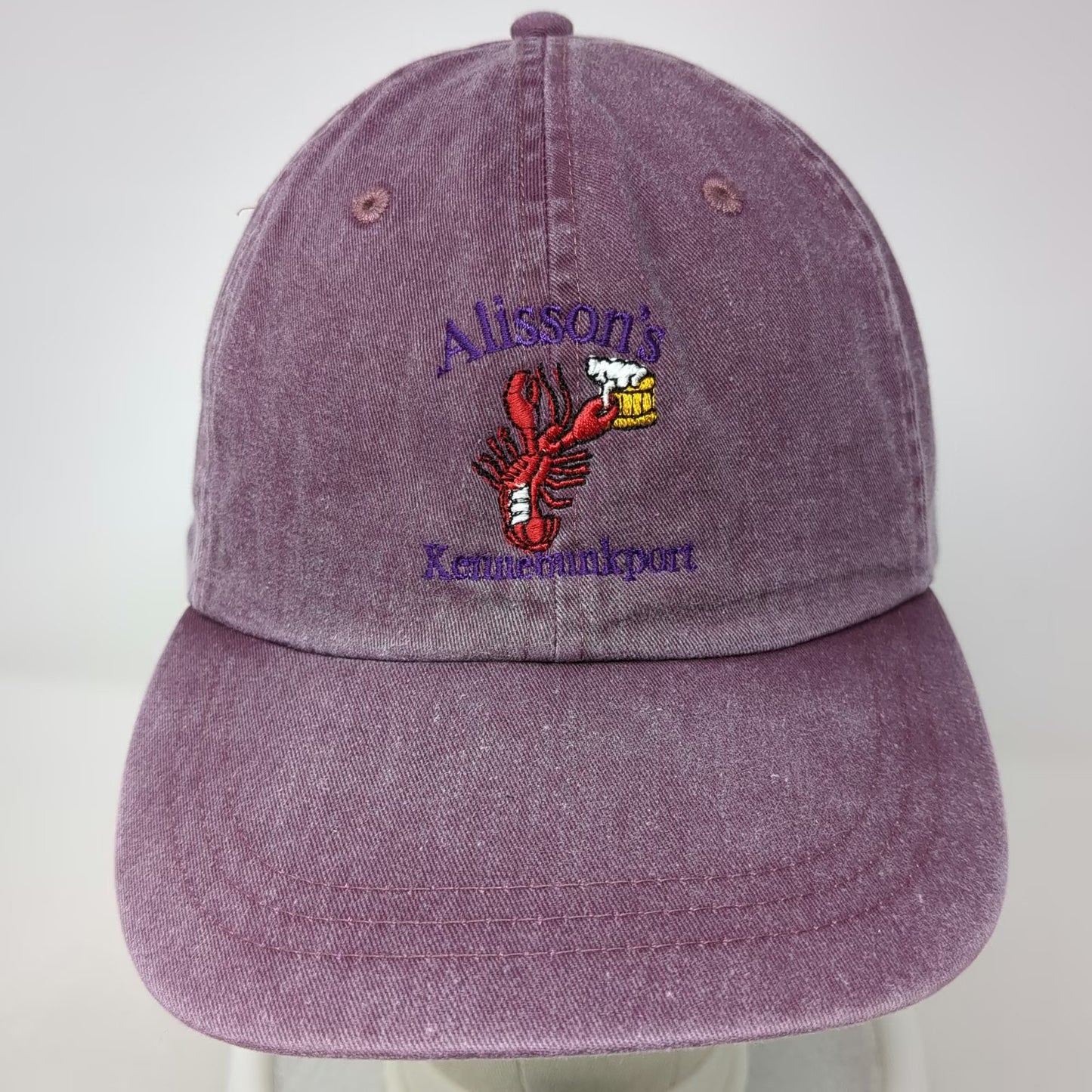 Adams Baseball Cap Purple One Size Leather Strap Lobster Beer Kennebunkport Hat