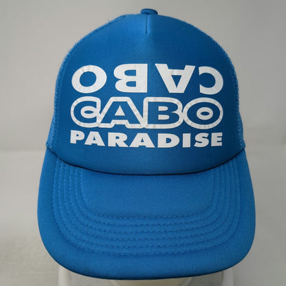 Cabo Paradise Blue Trucker Hat One Size Mesh Back Snapback Graphic Foam Crown