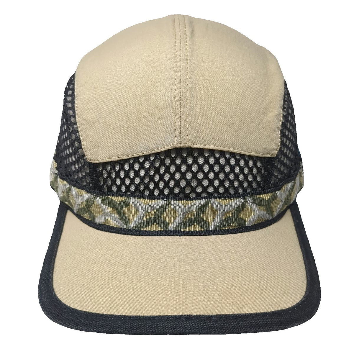 KAVU Baseball Cap Beige M Mesh Nylon Patterned Strap Seattle USA Adjustable Hat