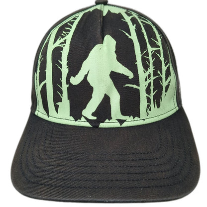 5 Panel Hat Black Green One Size Bigfoot Sasquatch Forest Funny Slogan Strapback