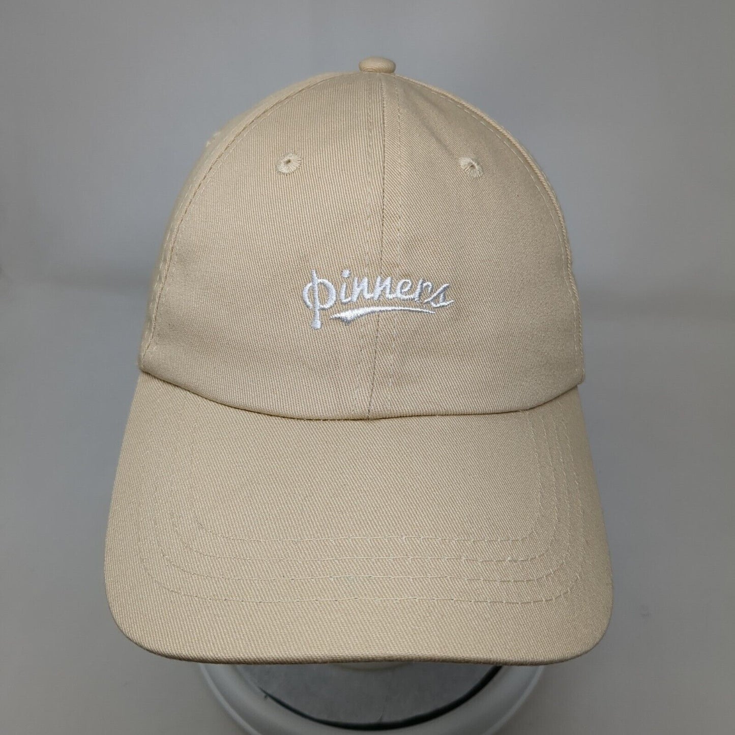 Pinners Slideback Hat Tan OSFA Adjustable Embroidered Vented Holes 6 Panel