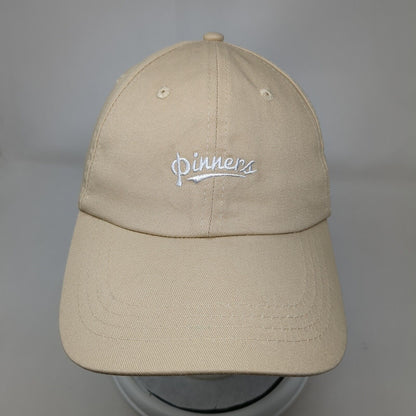 Pinners Slideback Hat Tan OSFA Adjustable Embroidered Vented Holes 6 Panel