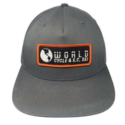 World Cycle & XC Ski Patch Snapback Hat Gray One Size Solid Outdoor