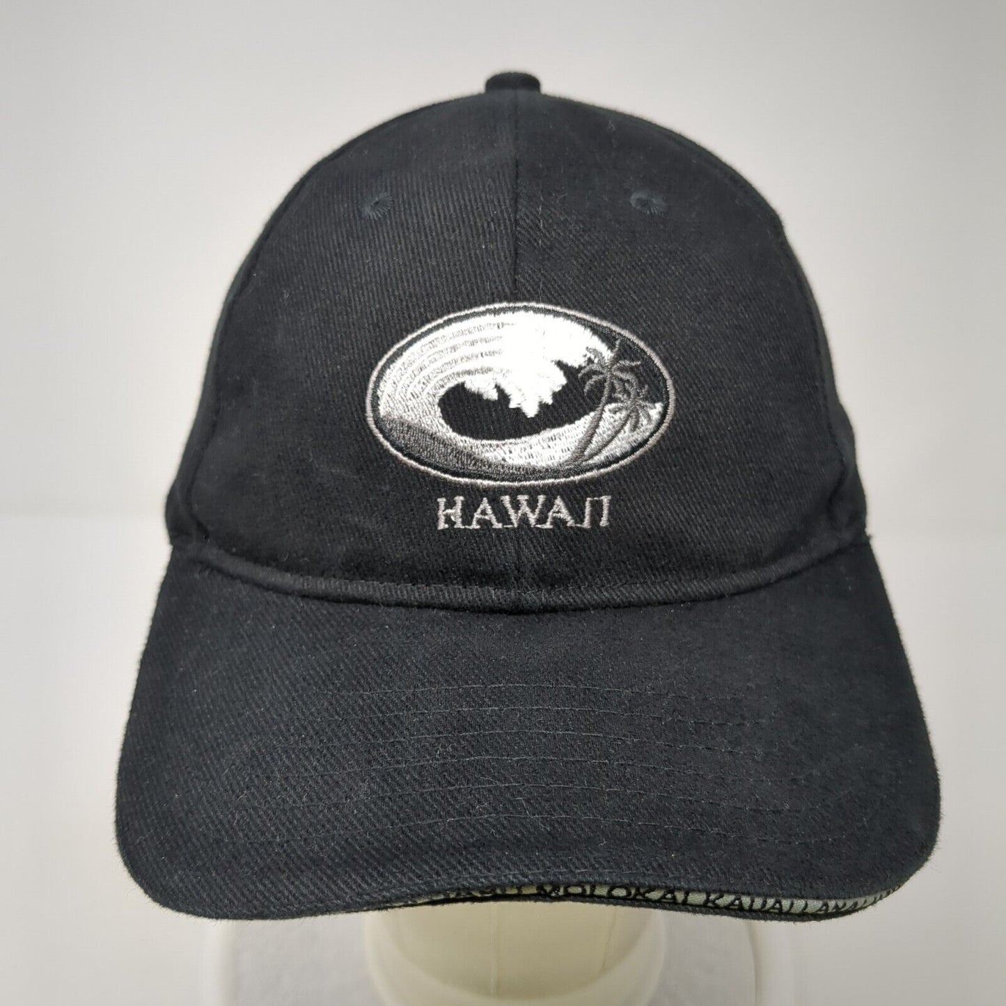 Hawaii Strapback Hat Black One Size Adjustable Embroidered 6 Panel