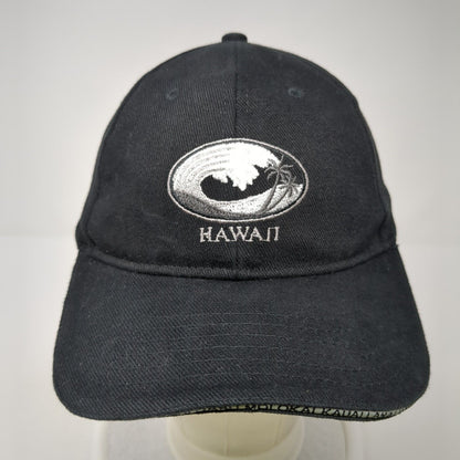 Hawaii Strapback Hat Black One Size Adjustable Embroidered 6 Panel