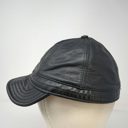 Harley-Davidson Baseball Cap Black M Leather Star Logo USA Fitted Hat Vintage