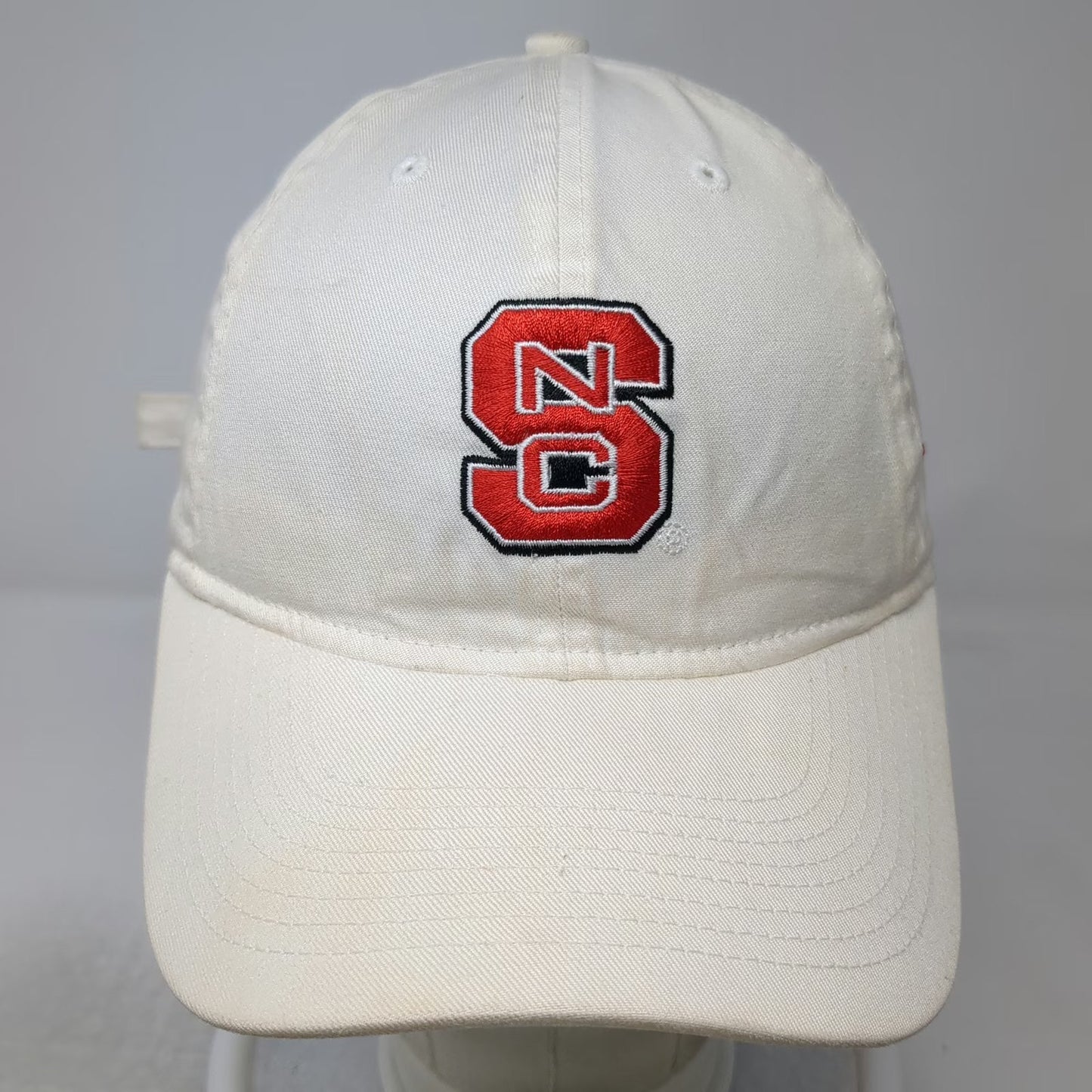 Adidas NC State Wolfpack NCAA White Red One Size Embroidered Logo Slideback Hat