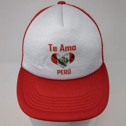 Te Amo Peru Snapback Mesh Back Trucker Hat Red One Size Colorblock
