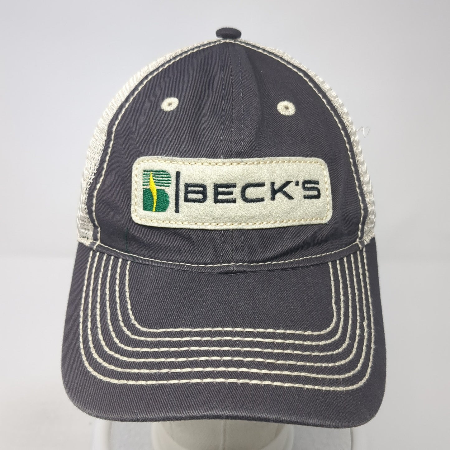 Beck's Strapback Trucker Hat Gray One Size Adjustable Embroidered Mesh Back