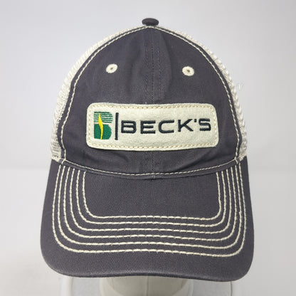 Beck's Strapback Trucker Hat Gray One Size Adjustable Embroidered Mesh Back