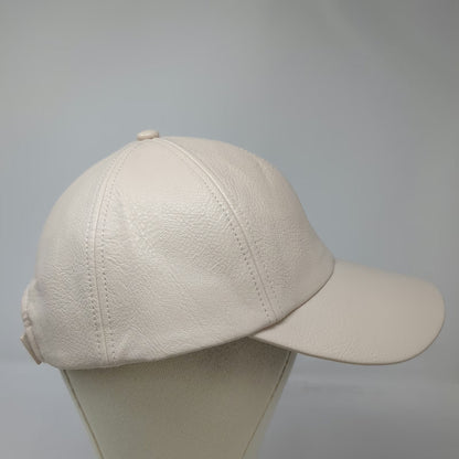 Wyeth Baseball Cap Beige One Size Faux Leather Textured Solid Strapback Hat