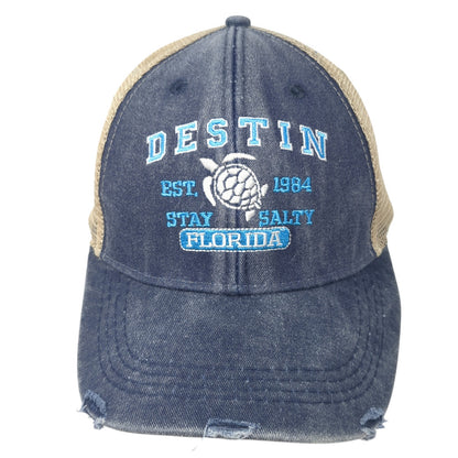 Destin Florida Stay Salty Snapback Trucker Hat Blue One Size Mesh Back