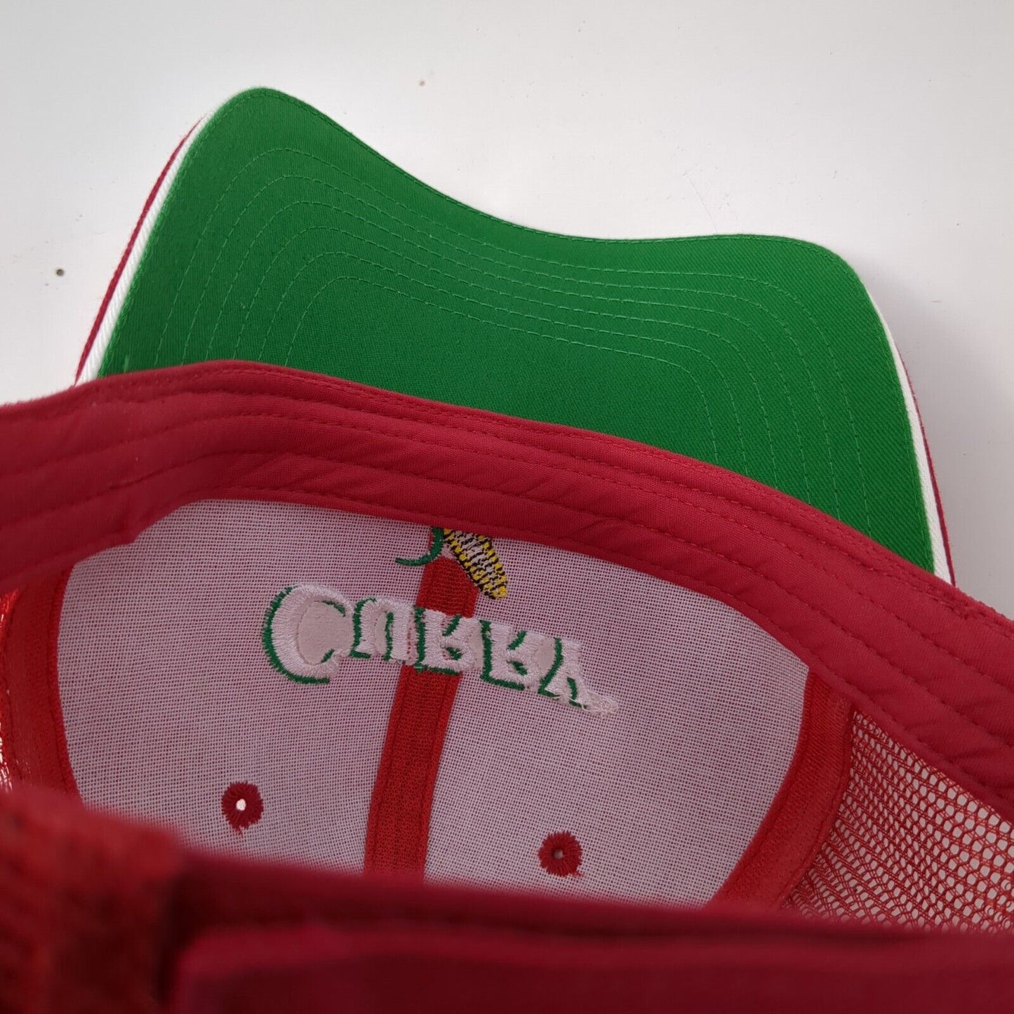 Curry Strapback Trucker Hat Red OSFA Adjustable Embroidered Mesh Back K-Products