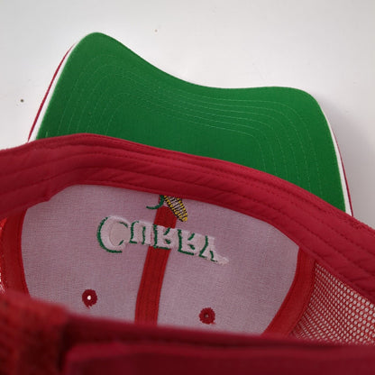 Curry Strapback Trucker Hat Red OSFA Adjustable Embroidered Mesh Back K-Products