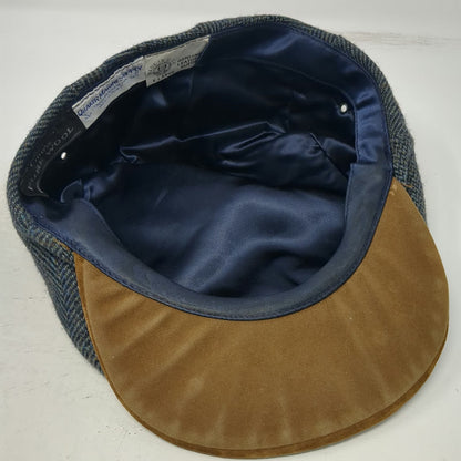 Quaker Marine Supply Newsboy Cap Blue XL Wool Suede Brim Fitted Hat Made USA