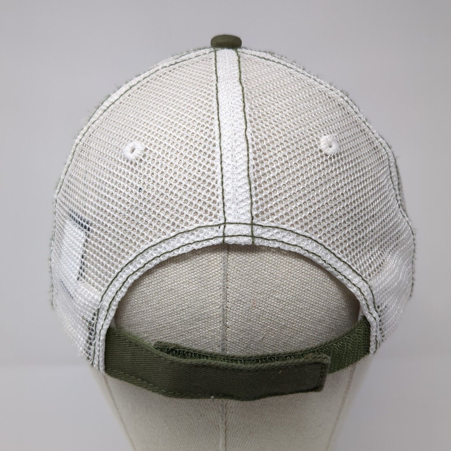 District Strapback Mesh Back Trucker Hat Green OSFA Embroidered