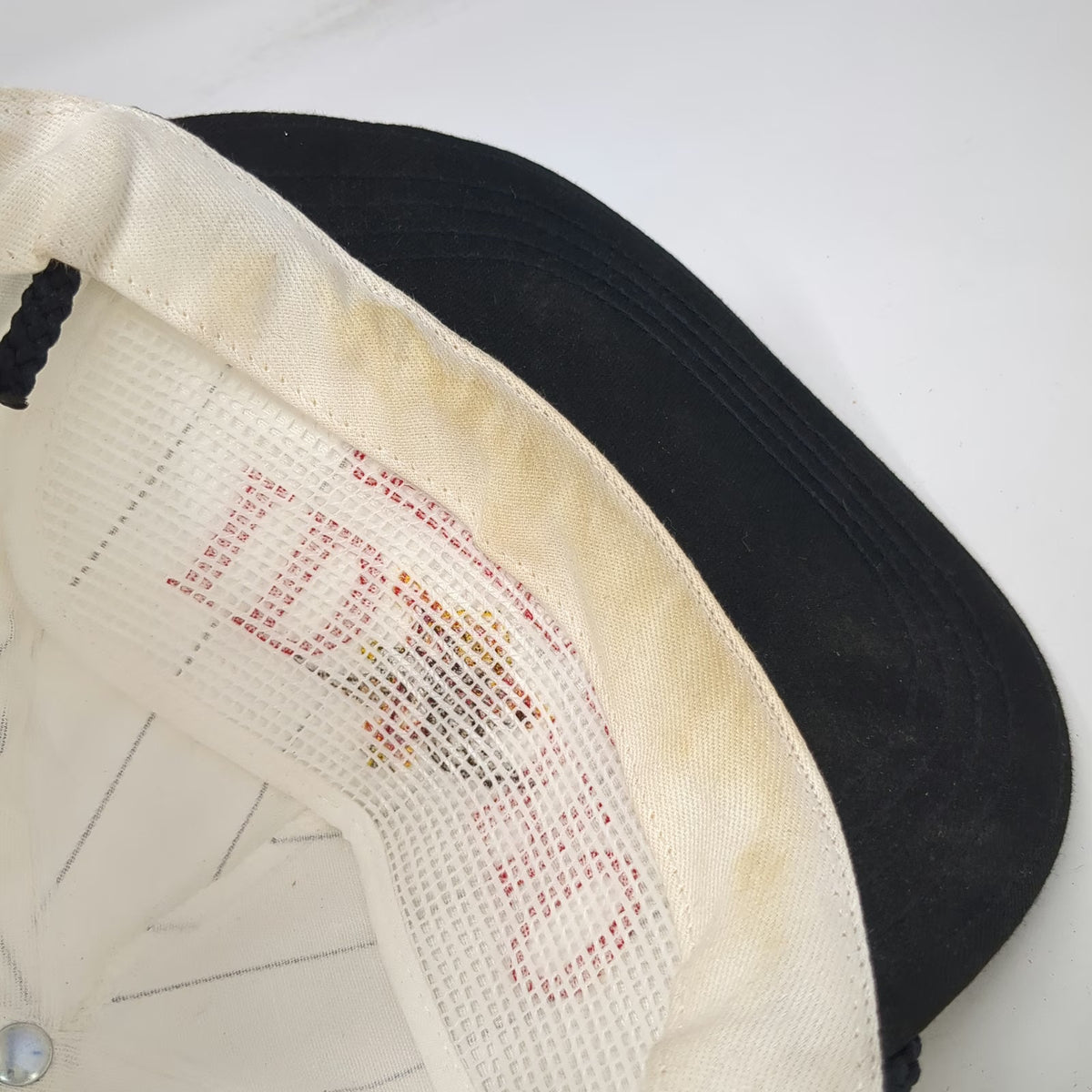 Jan-Bar 5 Panel Hat White Black Pinstripe Rope Slideback Eagle Logo USA Vintage