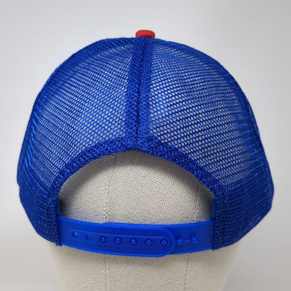 Blue White Red Trucker Hat One Size SQUAD American Flag Mesh Rope Snapback USA