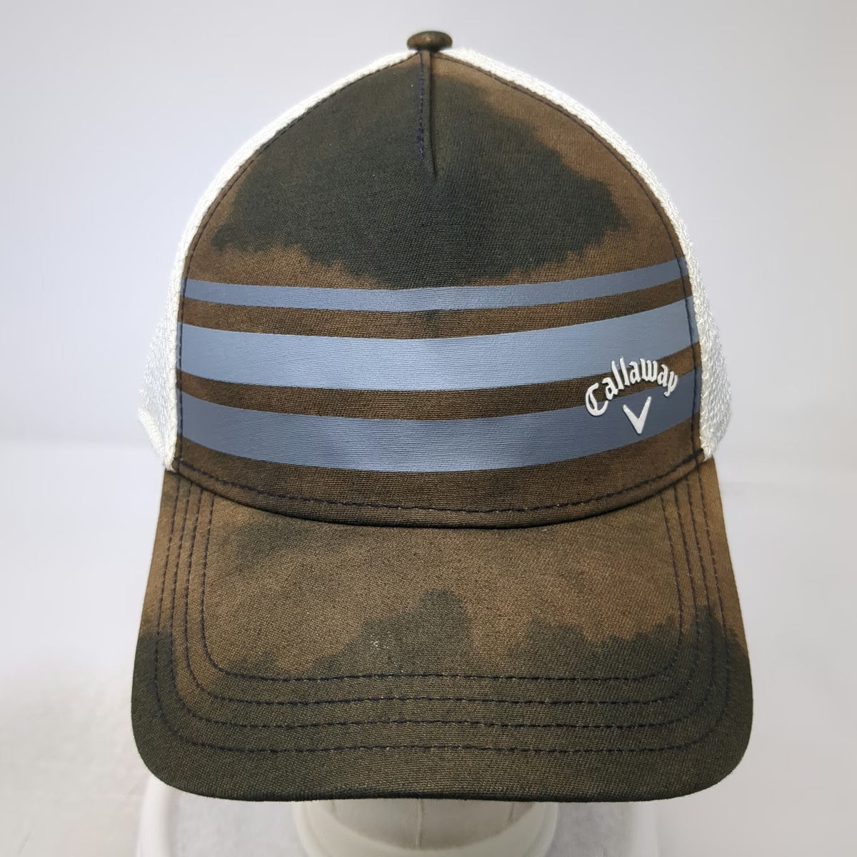 Callaway 5 Panel Black XL Mesh Back Stretch Fit Golf Stripe Graphic Pattern Hat