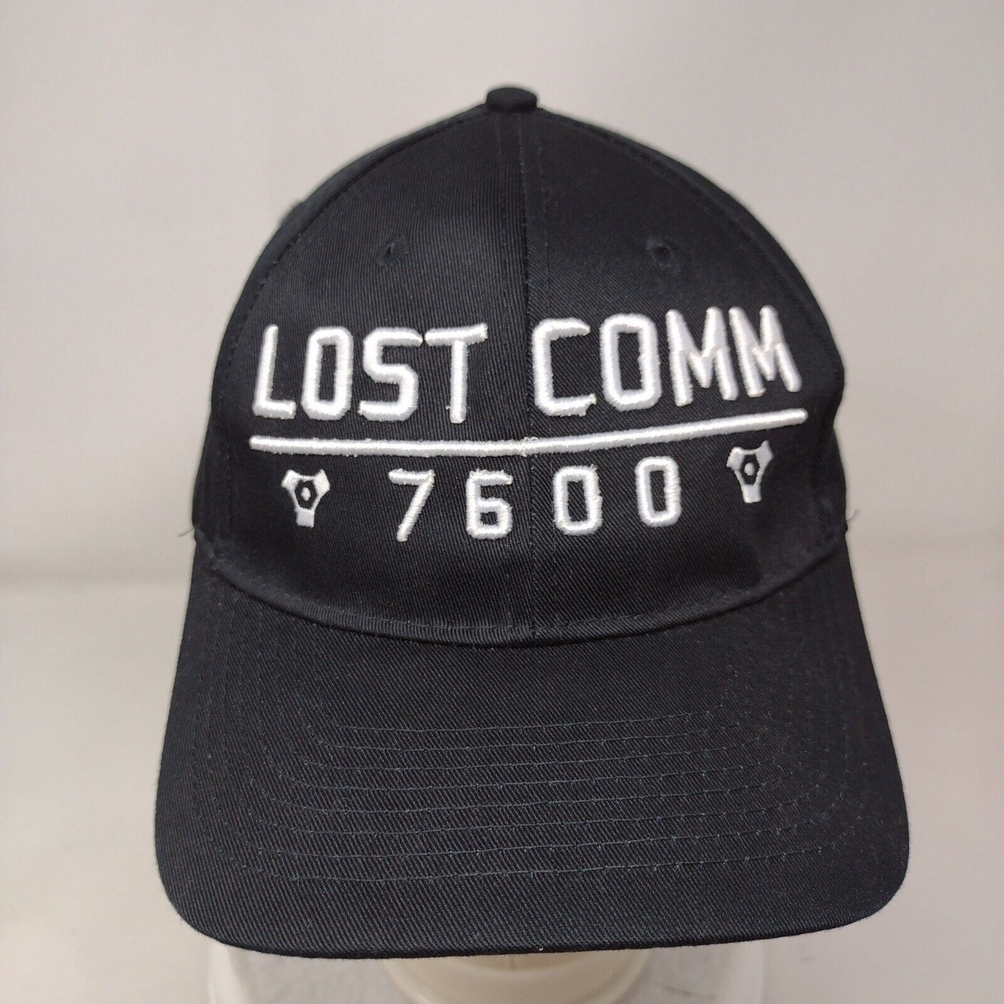 Lost Comm 7600 Slideback Hat Black OSFA Embroidered Logo Polyester Blend